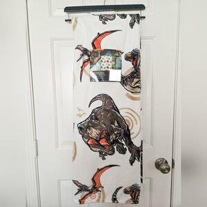 Jurassic World White Dinosaur Print Throw Blanket